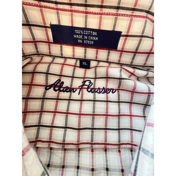 Alan Flusser Shirt Mens XL Red Black Long Sleeve Button Down Casual Mens - Picture 4 of 8